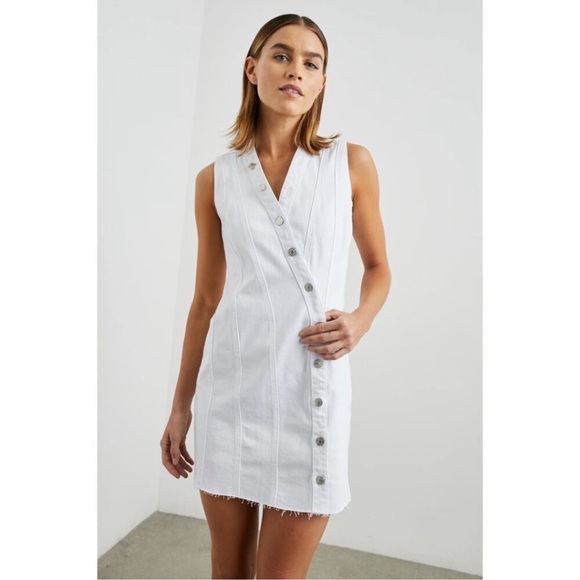 Rails Dresses & Skirts - RAILS Strand Sal White Denim Asymmetrical Button Up Sleeveless Dress Size Small